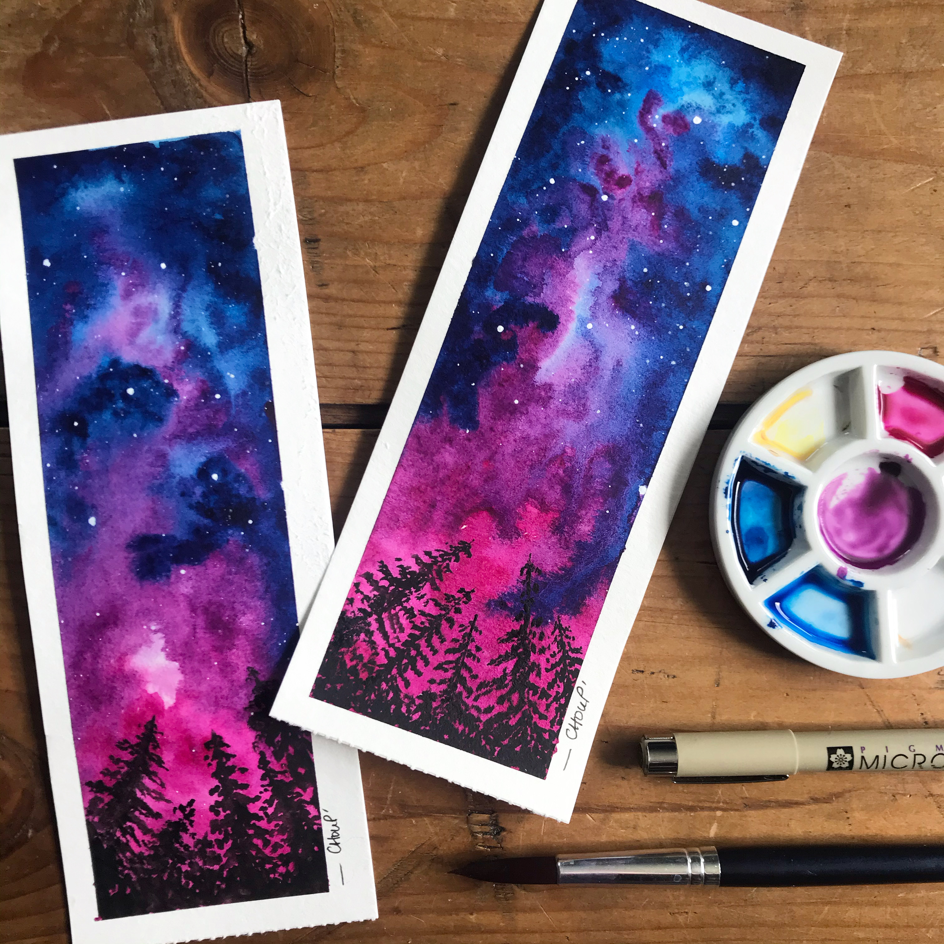 Marque page représentant un ciel étoilé